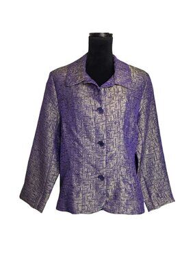 Erin London Purple Shimmer Long Sleeve Button Jacket - Sz L